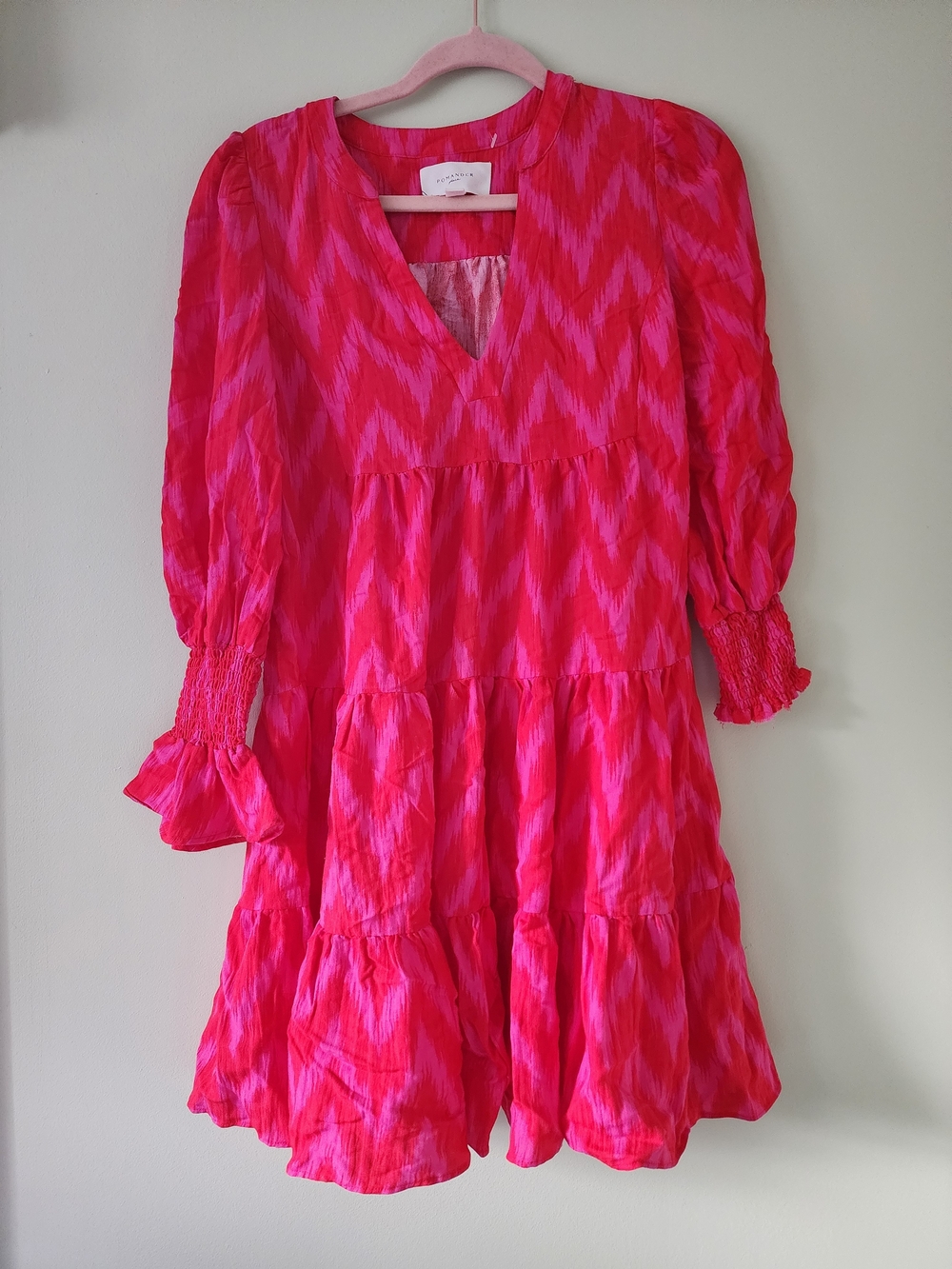 Tuckernuck Pomander Place Hot Pink Tiered V-Neck Dress